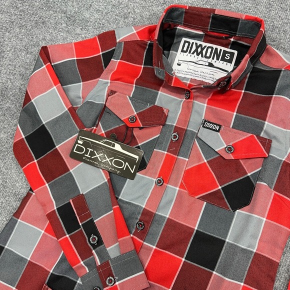 DIXXON Tops - Dixxon Flannel Shirt Womens Small Coupe De Ville Red Gray Black NEW